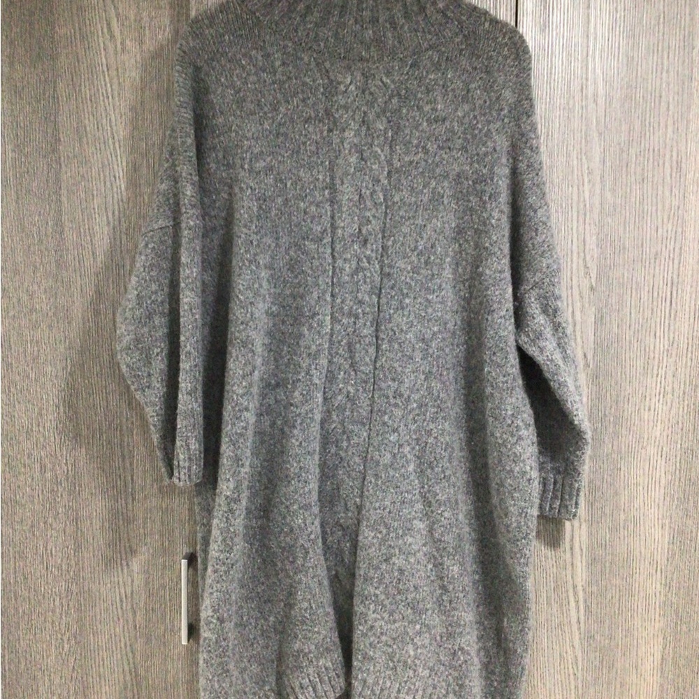 French Connection Grey Ribbed Cable Mock-Neck Dress - Picture 2 of 4